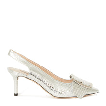 Load image into Gallery viewer, Casadei - Leather 60mm Slingback Pumps Silver