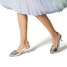 Load image into Gallery viewer, Casadei - Leather 60mm Slingback Pumps Silver