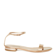 Load image into Gallery viewer, Casadei - Crystal-embellished Metallic Leather Sandals Gold