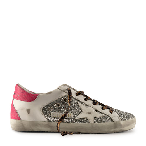 Golden Goose - Superstar Glitter Lace-up Sneakers White-Silver-Pink