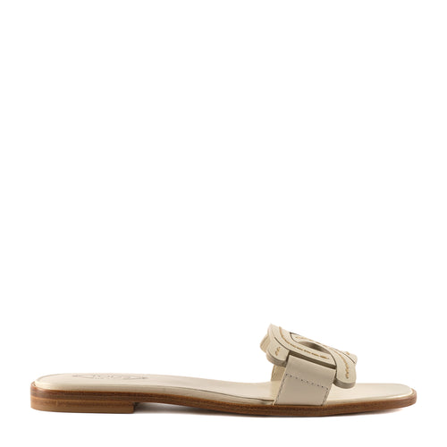 Tod's - Woven Slide Leather Sandals White